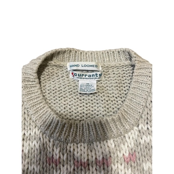 Currants Hand Loomed Sweater Vintage Knit Patterned Pullover Cozy L - Picture 3 of 4